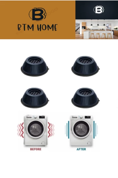 btmhome 4lü X2 Paket Beyaz Eşya Makine ve Koltuk Yatak Masa Silikon Tabanlı Ses ve Yükseltici Titreşim Önleyici Ayak ürün görseli 1