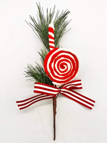 Yılbaşı Çam Dalı Sosyete Çubuk Şekerli 29 Cm ürün görseli 1