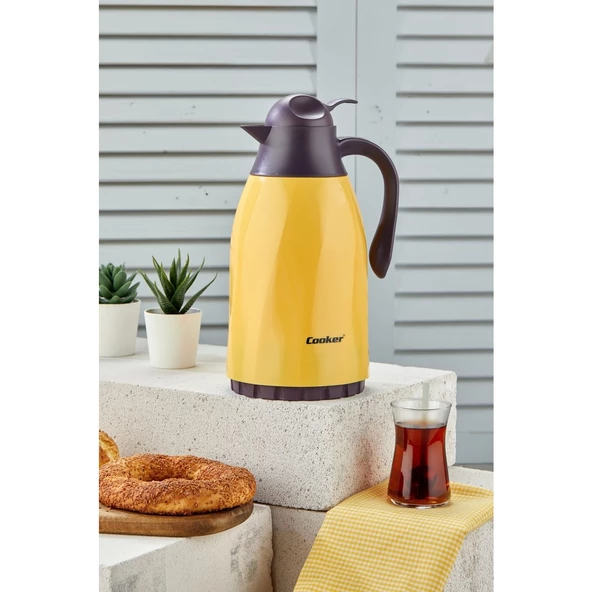 COOKER CKR2099 1.3 LİTRE SPRİNG CAM HAZNELİ TERMOS 1.3 LT-SARI ürün görseli 1