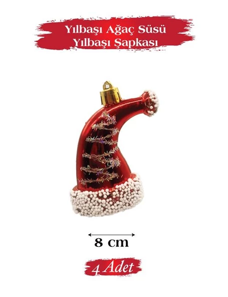 Yılbaşı Ağaç Süsü Yılbaşı Şapkası 8 Cm 4 Parça ürün görseli 1