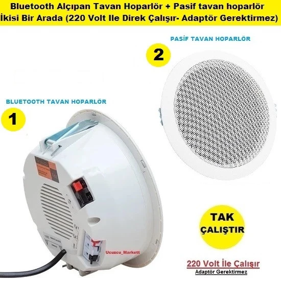 Bluetooth Alçıpan Tavan Hoparlör - Pasif Tavan Hoparlör ikisi Bir Arada ürün görseli 1