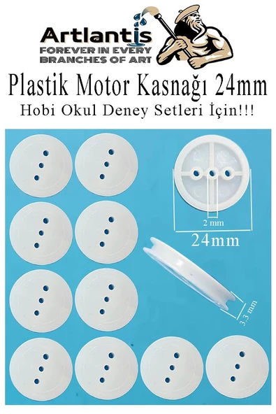 Plastik Kasnak 24 mm 10 lu 1 Paket Tekerlek Yuvarlak Kasnak Oyuncak Çıkrık Makara 2.4 cm Motor Kasnağı Deney Okul Hobi ürün görseli 1