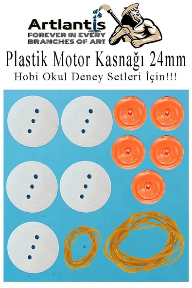 Plastik Kasnak 24mm ve 6.5mm 10 lu 1 Paket Tekerlek Yuvarlak Kasnak Oyuncak Çıkrık Makara Motor Kasnağı Deney Okul Hobi ürün görseli 1