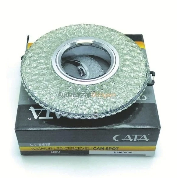 CATA Yağmur Dekoratif Cam Spot Yuvarlak Kristal Krom 3w Efektli 3000K GU10 (Duy Ampul Hariç) ürün görseli 1