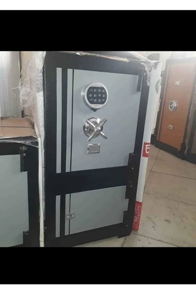 Çelik Para Kasası 85 Cm Şifreli Siyah Gri ürün görseli 1