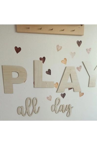 Play All Day Ahşap Yazı - Resim 2