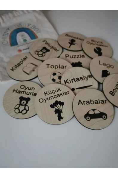 Figürlü ahsap turkce etiket - Resim 3