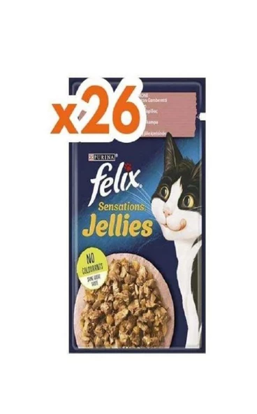 FELİX Sensation Somonlu Karidesli Jel Pouch Kedi Yaş Mama 85 Gr*26 Adet ürün görseli 1