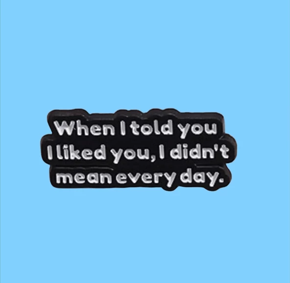 when I Told You, I Liked You, I Didn't Mean Everyday Yazılı Broş ürün görseli 1