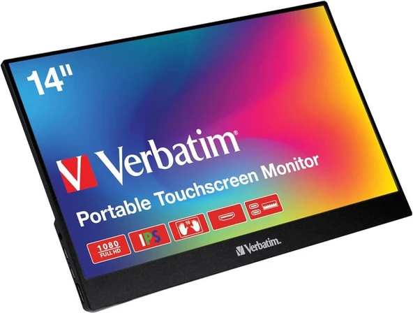 Verbatim PMT-14 1080p Full HD 14" Dokunmatik Metal Kasa Taşınabilir Monitör ürün görseli 1