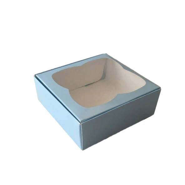 Çerçeveli Karton Kutu 9X9X3 CM (50 Adet)  Mavi ürün görseli 1