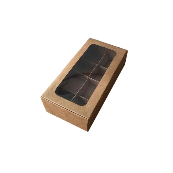 Asetat Pencereli Karton Kutu 20x10x5 CM 8 Bölmeli Kutu (10 Adet)  Kraft ürün görseli 1