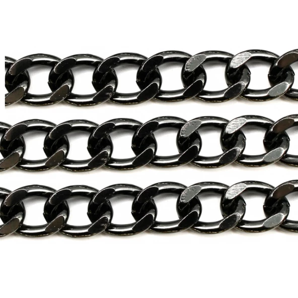 Alüminyum Çanta ve Takı Zinciri 10 MM (1 Metre)  Siyah ürün görseli 1