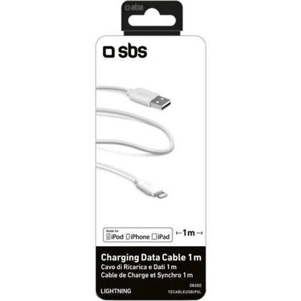 Lightning USB Şarj ve Data Kablosu 1m Beyaz SBS-654474 ürün görseli 1