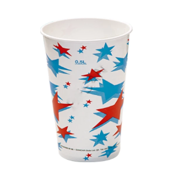 Karton Bardak  16 Oz Kımızı Beyaz Yıldız Desenli (50 Adet) ürün görseli 1
