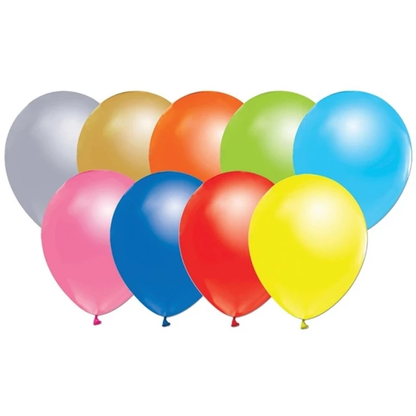 Metalik  Balon 12 İnç Baskısız (100 Adet)  Karışık Renk ürün görseli 1