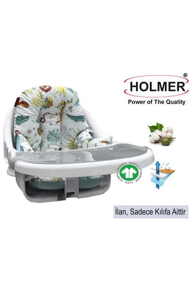 HOLMER Leke Tutmaz Organik Mama Sandalyesi Minderi & Kılıfı Md Turkuaz ürün görseli 1