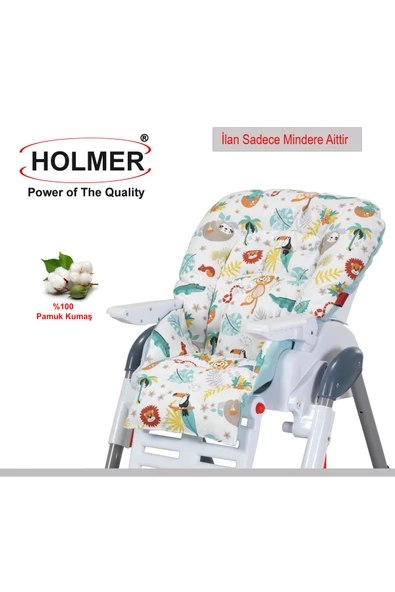 HOLMER Organik Mama Sandalyesi Minderi & Kılıfı (Kemer Deliksiz) Su Yeşili ürün görseli 1