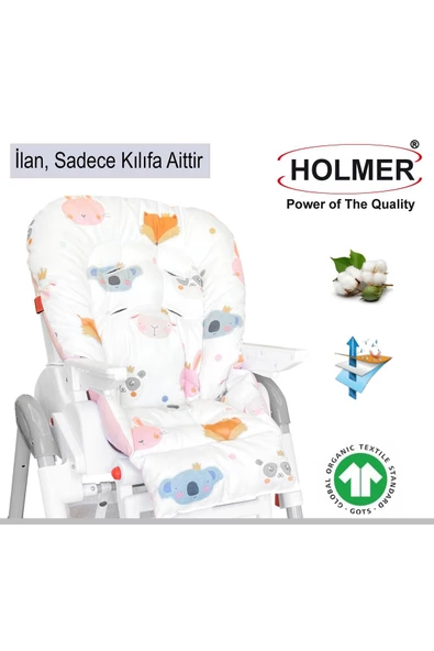HOLMER Leke Tutmaz Organik Mama Sandalyesi Minderi & Kılıfı Max-t Pembe ürün görseli 1