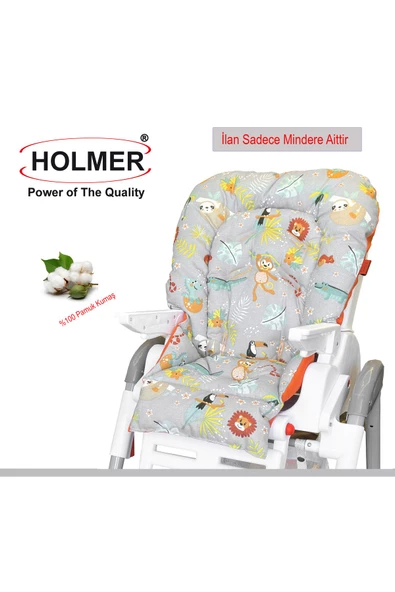 HOLMER Organik Mama Sandalyesi Minderi & Kılıfı (Kemer Deliksiz) Koyu Gri ürün görseli 1