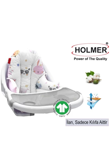HOLMER Leke Tutmaz Organik Mama Sandalyesi Minderi & Kılıfı Md Pembe ürün görseli 1