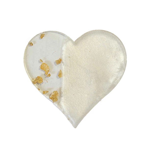 Epoksi  Magnet Gold Gümüş Varaklı Kalp Model 7 CM  (10 Adet)  Altın ürün görseli 1