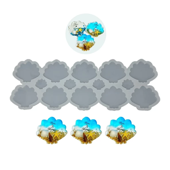 Epoksi Silikon Kalıp İstiridye Deniz Kabuğu Bardak Altı Ve Magnet Kalıbı 6.5 CM 10 Lu ürün görseli 1