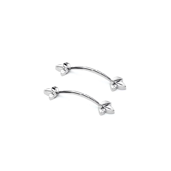 Defne Zamak Kulp Yonca Desenli Model 14 CM (2 Adet)  Gümüş ürün görseli 1