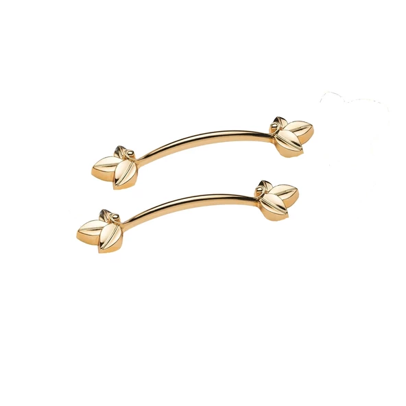 Defne Zamak Kulp Yonca Desenli Model 14 CM (2 Adet)  Gold ürün görseli 1