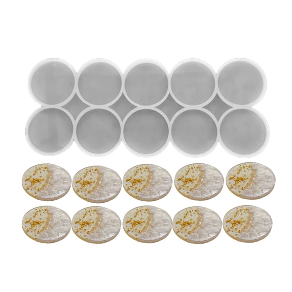 Epoksi Silikon Kalıp Çoklu Magnet Kalıbı Düz Yuvarlak Daire  Seri Döküm Kalıbı 8 CM  10 Lu ürün görseli 1