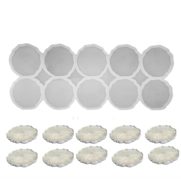 Epoksi  Silikon Kalıp Geode Tırtıklı Kenar Bardak Altı Ve Magnet Kalıbı 7.8 CM 10 lu ürün görseli 1
