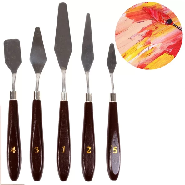 Palet Bıçakları Spatula Yağlı Akrilik Boya Sanatçı Seti Bıçağı 1 2 3 4 5 ürün görseli 1