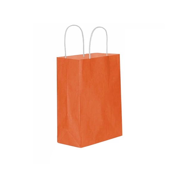 Kağıt Hediye Çantası Düz Renk Büyük Boy 25X31 CM (25 Adet)  Turuncu ürün görseli 1