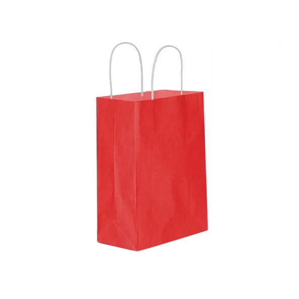 Kağıt Hediye Çantası Düz Renk Büyük Boy 25X31 CM (25 Adet)  Kırmızı ürün görseli 1