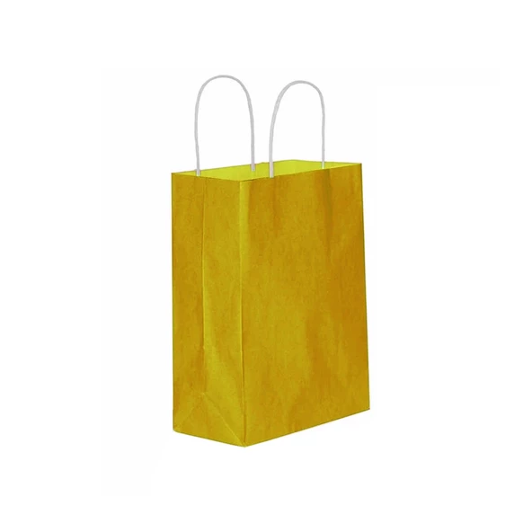 Kağıt Hediye Çantası Küçük Boy Düz Renk 18X24 Cm (25 Adet)  Sarı ürün görseli 1