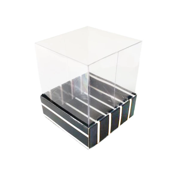 Asetat Kutu Altı Karton Çizgili Model 5x5x5 CM (25 Adet)  Siyah ürün görseli 1
