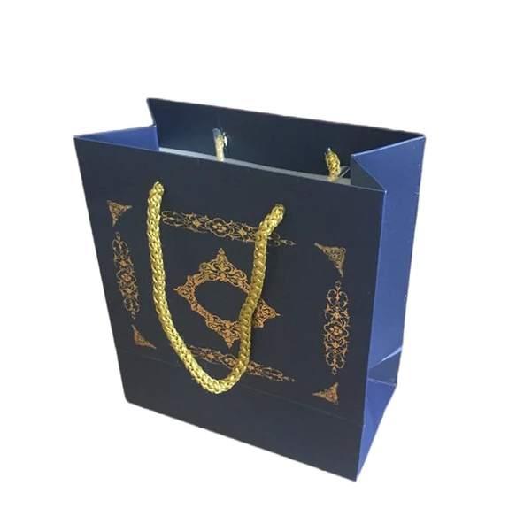 Karton Hediye Çantası GOLD Saray Desenli 20X20X10 CM (10 Adet)  Lacivert ürün görseli 1