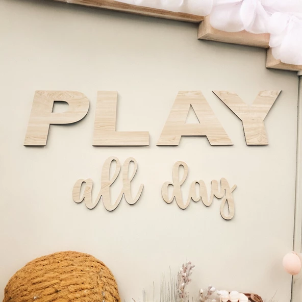 Play All Day Ahşap Yazı küçük boy ürün görseli 1