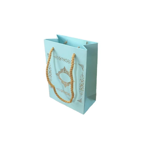 Karton Hediye Çantası Saray Desenli Gold Yaldızlı 12X17 (25 Adet)  Mavi ürün görseli 1