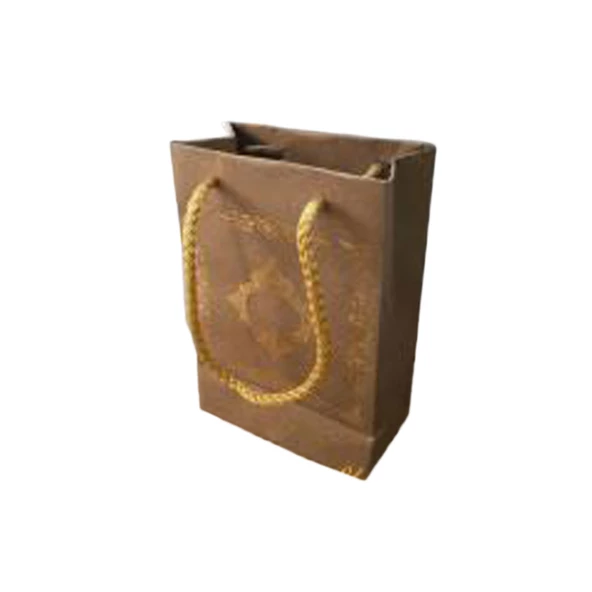 Karton Hediye Çantası Saray Desenli Gold Yaldızlı 12X17 (25 Adet)  Kraft ürün görseli 1