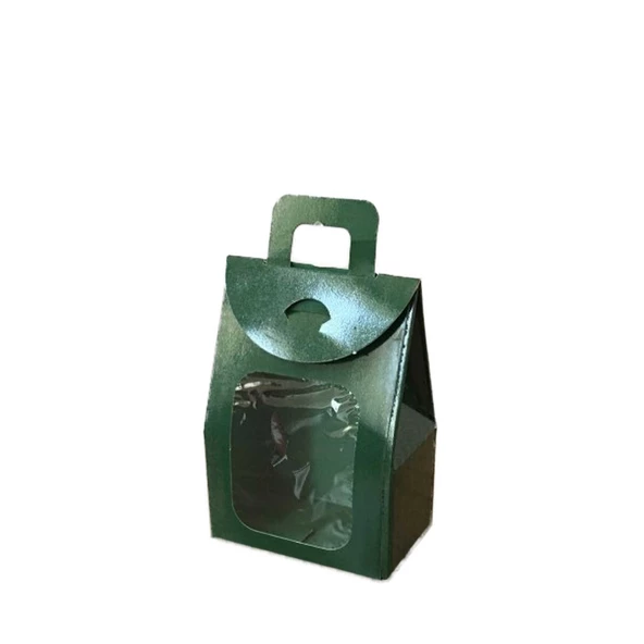 Kına Ve Çerez Çantası Pencereli Karton 7.5X11X4 (20 Adet)  Yeşil ürün görseli 1