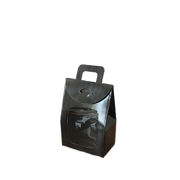 Kına Ve Çerez Çantası Pencereli Karton 7.5X11X4 (20 Adet)  Siyah ürün görseli 1