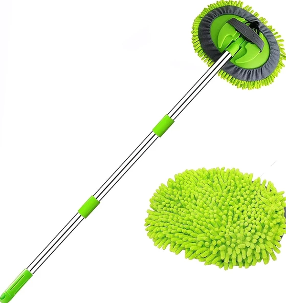 QASUL Mikrofiber Çok Fonksiyonlu Uzun Sopalı Oto Araba Araç Yıkama Temizleme Fırçası Yedek Mop Hediye ürün görseli 1