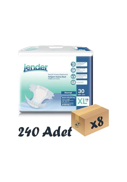 Jender Belbantlı Ekstra Büyük Boy XL 30'lu 8 Adet Hasta Bezi ürün görseli 1