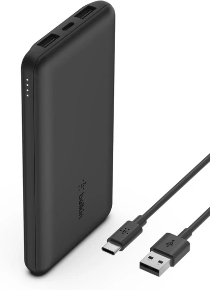 Belkin USB-C Taşınabilir Powerbank, 10000 mAh, 1 USB C Bağlantı Noktası ve 15W'a kadar 2 USB A Bağlantı Noktası, iPhone 14 Pro/14 Pro Max/13, AirPods, iPad, Galaxy S21/Ultra Uyumlu - Siyah Outlet ürün görseli 1