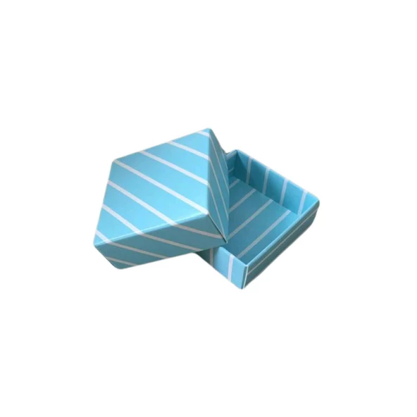 Komple Karton Kutu 5X5X2.2 CM (50 Adet)  Çizgili Mavi ürün görseli 1