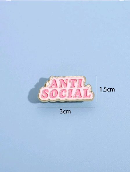 ANTI SOCIAL Yazılı Broş - Resim 2