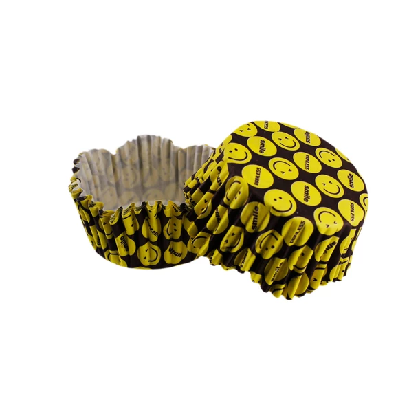 Cupcake Kalıbı Pet Kapsül Dalgalı Sarı Emoji Kek Kalıbı 65X38 MM (100 Adet) ürün görseli 1