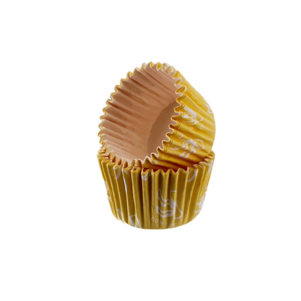Cupcake Kalıbı Pet Kapsül  Kek Kalıbı48X34 MM (100 Adet)  Fiyonklu Sarı ürün görseli 1