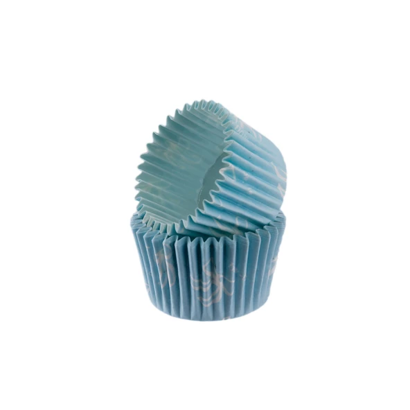 Cupcake Kalıbı Pet Kapsül  Kek Kalıbı48X34 MM (100 Adet)  Fiyonklu Mavi ürün görseli 1